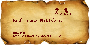 Krénusz Miklós névjegykártya